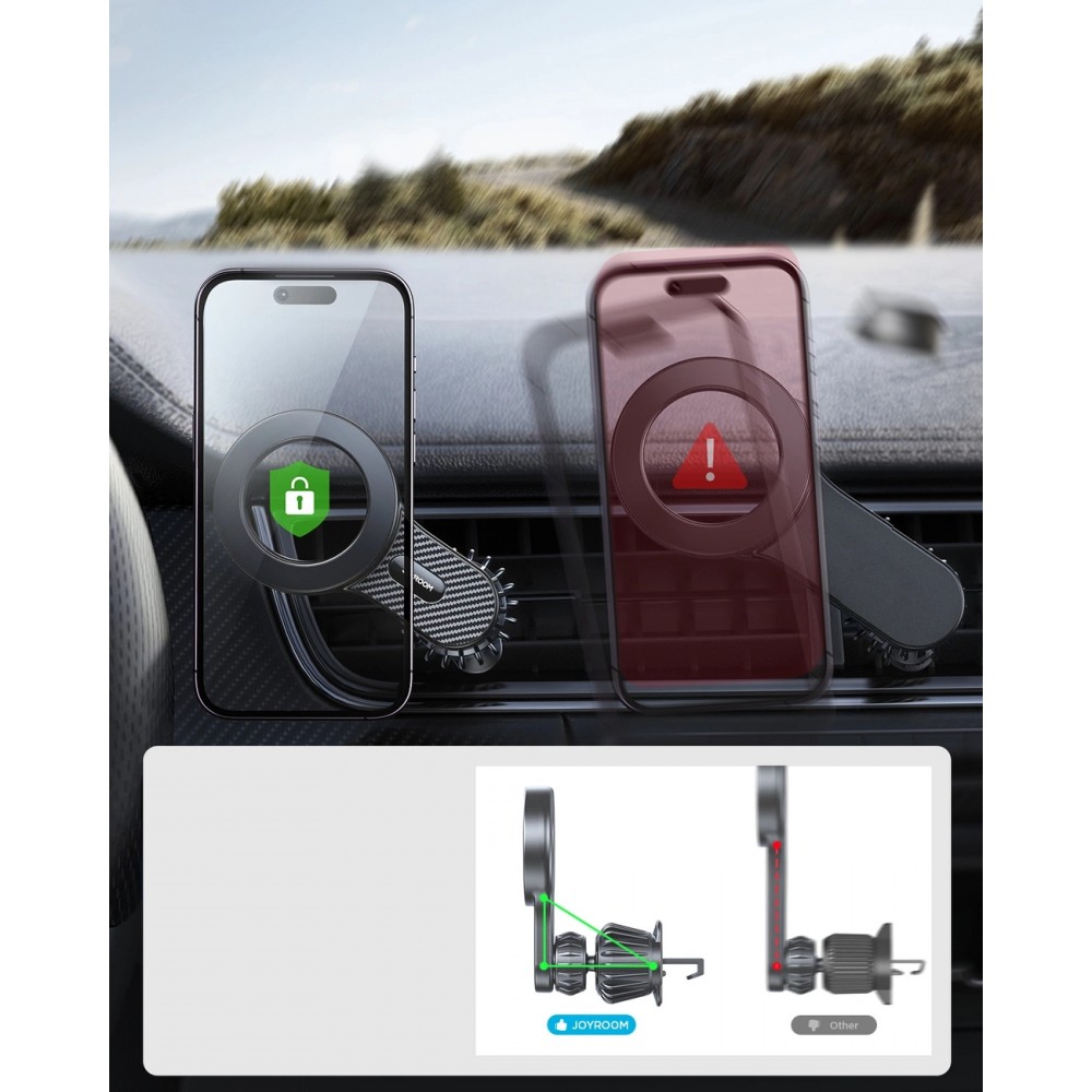 Magnetischer Auto Halter Carbon Look f&uuml;r iPhone mit MagSafe Joyroom JR-ZS355 Handyhalterung Smartphone Halterung - Schwarz
