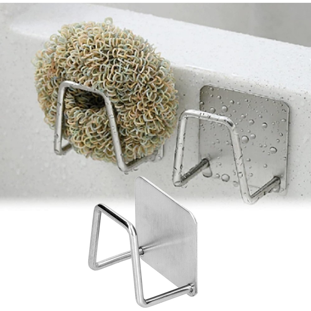 Support en acier inoxydable pour éponges et vaisselle pour évier, cuisine & salle de bains - Argent
