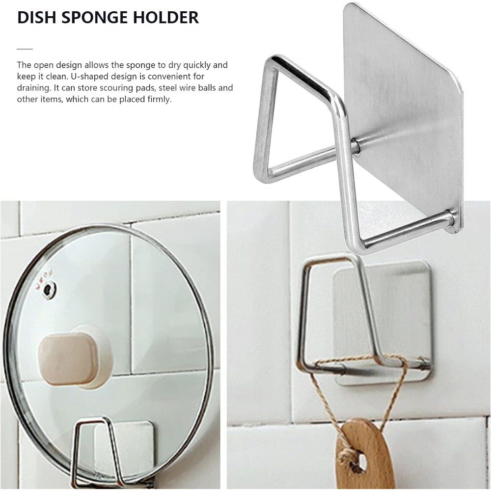 Support en acier inoxydable pour éponges et vaisselle pour évier, cuisine & salle de bains - Argent