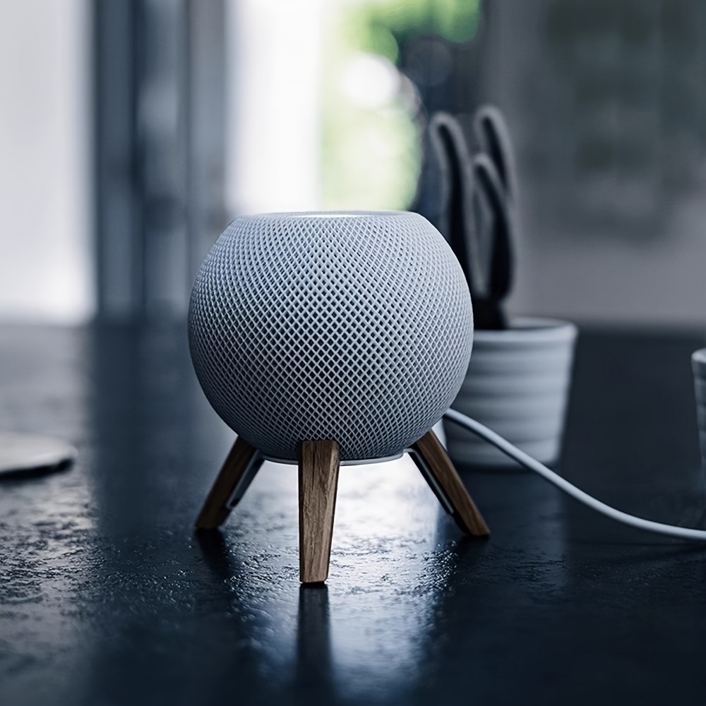 Support en bois massif pour Apple HomePod Mini trépied métal et bois support de bureau polyvalent