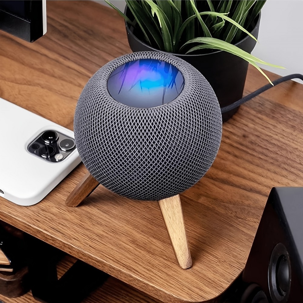 Support en bois massif pour Apple HomePod Mini trépied métal et bois support de bureau polyvalent