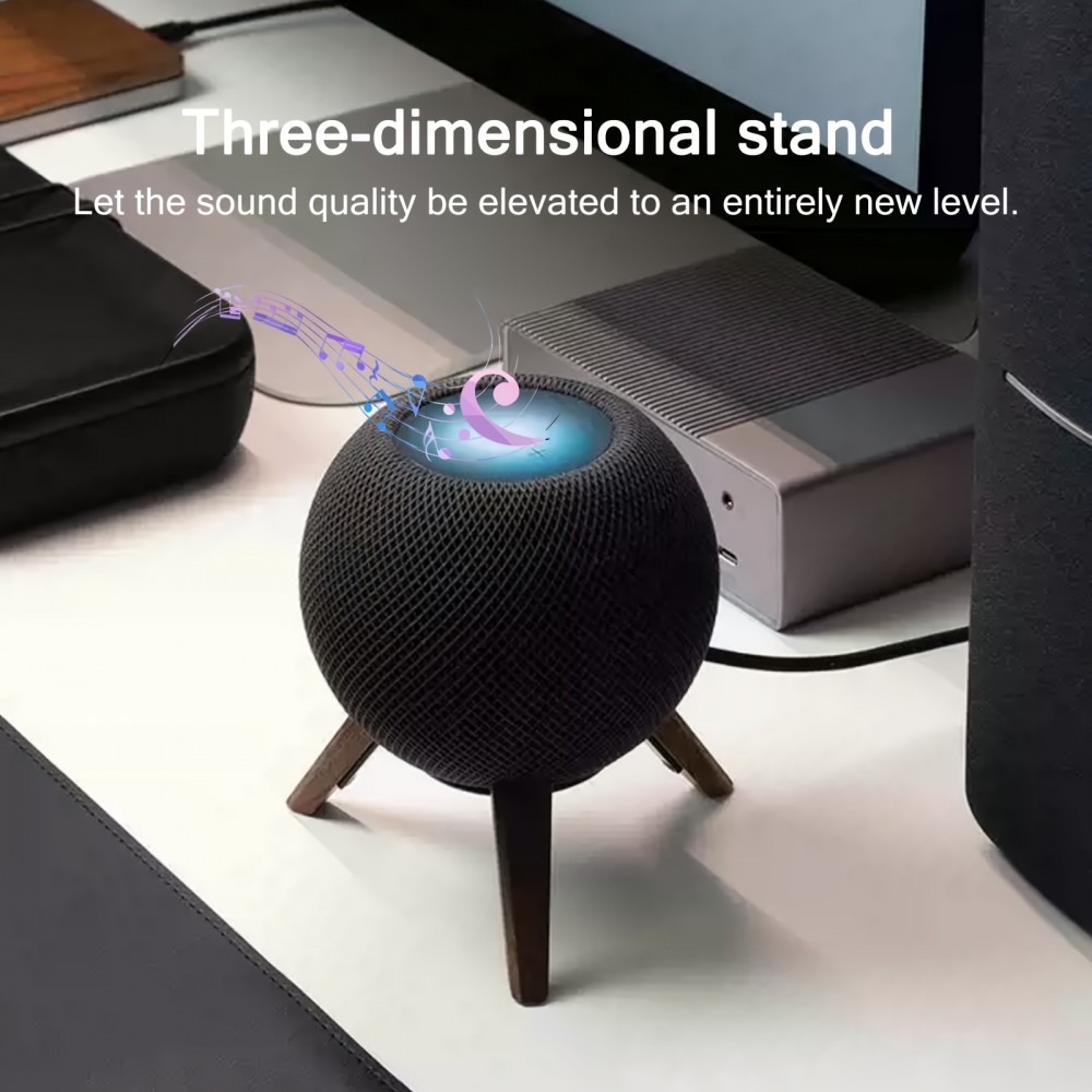 Support en bois massif pour Apple HomePod Mini trépied métal et bois support de bureau polyvalent