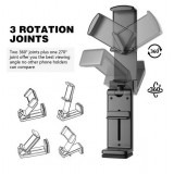 Support multifonctionnel pour smartphone, rotatif à 360 degrés, pour les voyages et l'avion - Noir
