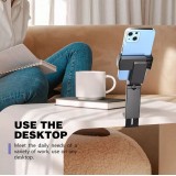 Support multifonctionnel pour smartphone, rotatif à 360 degrés, pour les voyages et l'avion - Noir