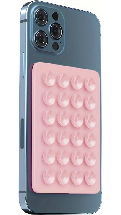 Support universel pour smartphone - Fixation autocollante en silicone avec ventouses - Rose