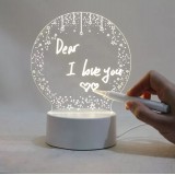 Tableau de messages lumière LED transparent avec verre rond et socle blanc