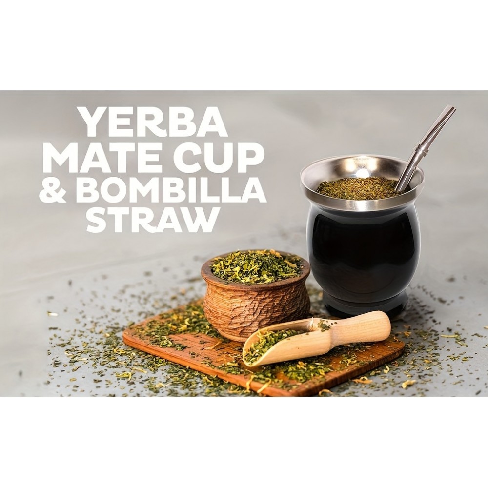 Tasse à Yerba Maté en Acier Inoxydable avec Bombilla et Brosse (250 ml) - Noir