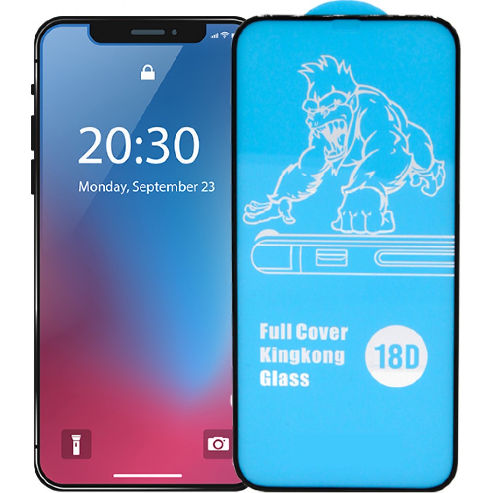 Tempered Glass iPhone 15 - Vitre de protection d'écran intégrale avec bord en silicone anti-choc