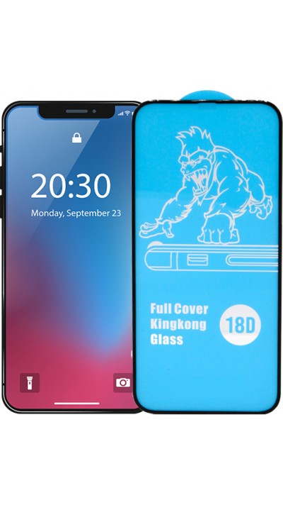 Tempered Glass iPhone 11 Pro Max - vitre de protection d'écran intégrale avec bord en silicone anti-choc