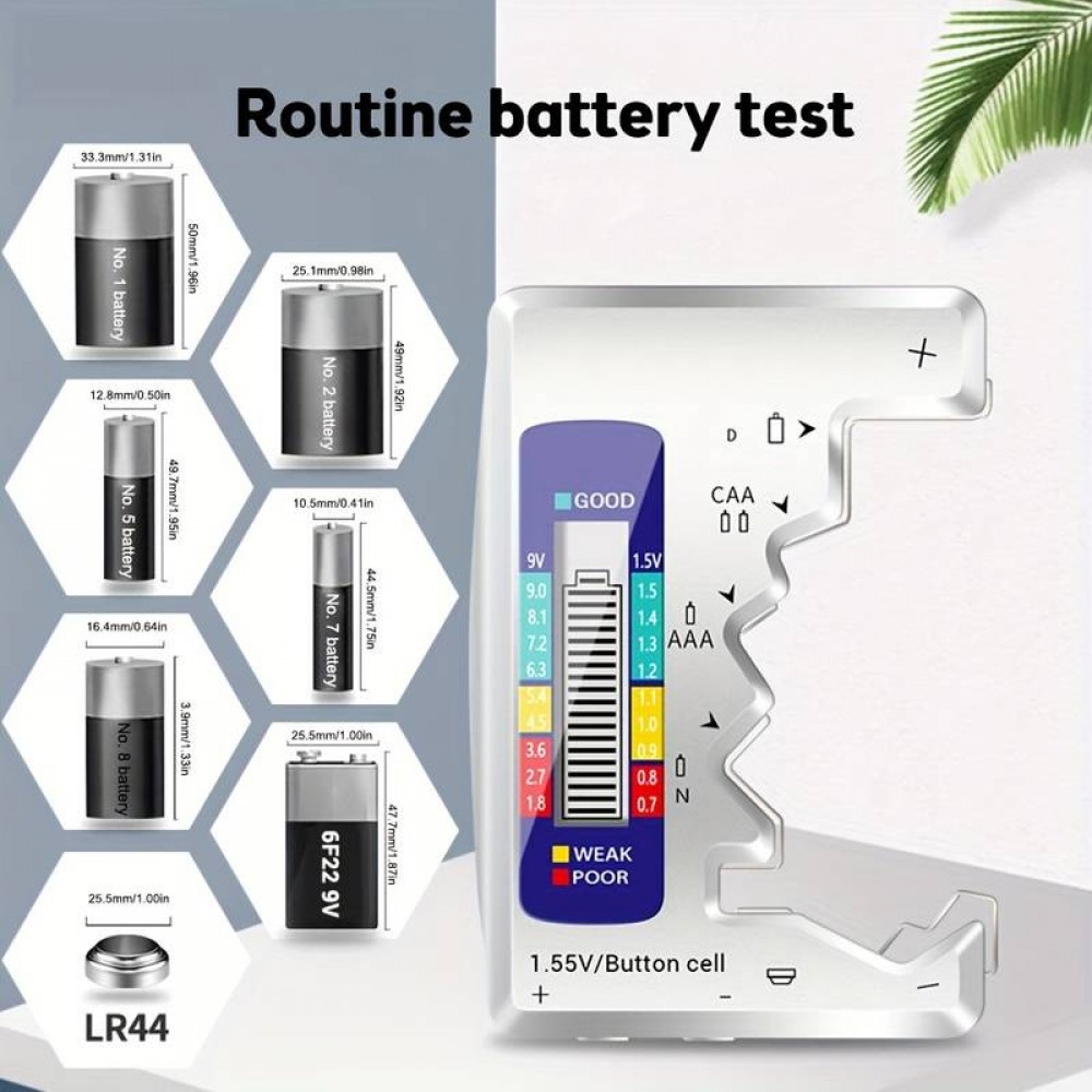 Testeur de piles universel intelligent avec affichage LED intégré de la charge des piles - Argent
