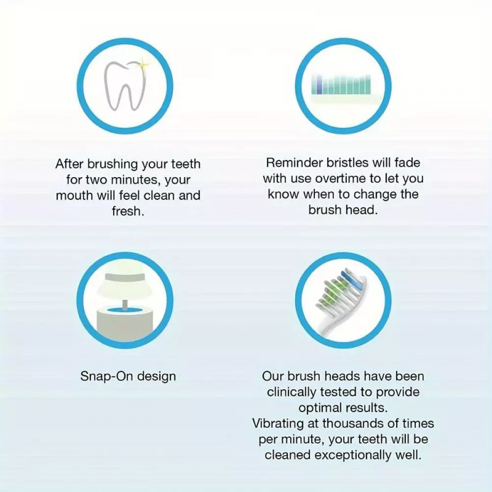 Têtes de brosse à dents de remplacement diamond clean Philips Sonicare (pack de 8, pas d'origine Philips) - Blanc