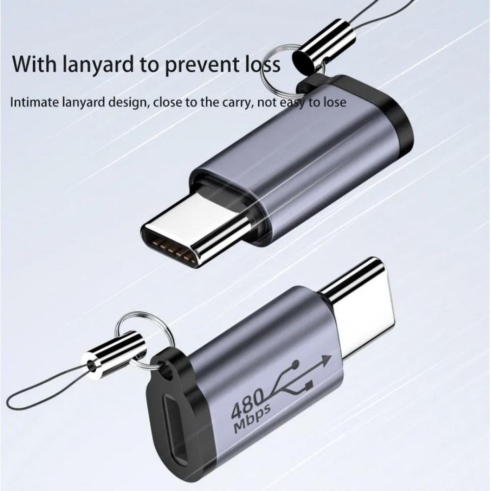 USB-C vers Lightning - Adaptateur de charge de haute qualité Connecteur Transfert de données 480Mbps Aluminium