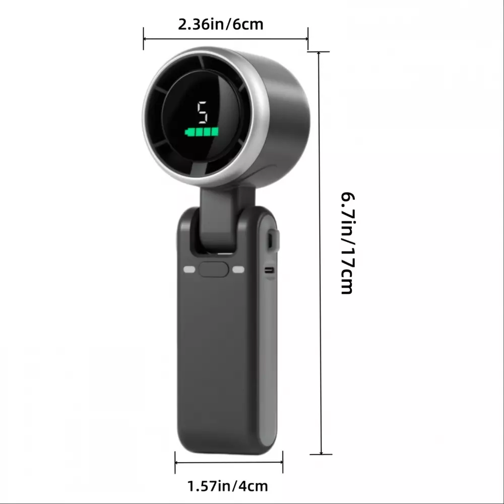 Ventilateur portable pliable rechargeable USB ultra-silencieux 5 vitesses 3600mAh autonomie 10h - Noir