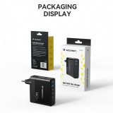 WOZINSKY Multi-adaptateur 140W Fast Charger GaN 5 in 1 Powerbooster 3x USB-C + 2x USB-A  - Noir
