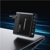 WOZINSKY Multi-adaptateur 140W Fast Charger GaN 5 in 1 Powerbooster 3x USB-C + 2x USB-A  - Noir