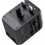 Adaptateur de voyage universel 30W tout-en-un USB-C USB-A PD 30W avec 4 prises USA / EU / UK / AUS - Noir