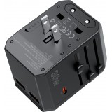 Adaptateur de voyage universel 30W tout-en-un USB-C USB-A PD 30W avec 4 prises USA / EU / UK / AUS - Noir