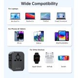 Adaptateur de voyage universel 30W tout-en-un USB-C USB-A PD 30W avec 4 prises USA / EU / UK / AUS - Noir