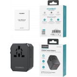 Adaptateur de voyage universel 30W tout-en-un USB-C USB-A PD 30W avec 4 prises USA / EU / UK / AUS - Noir