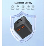 Adaptateur de voyage universel 30W tout-en-un USB-C USB-A PD 30W avec 4 prises USA / EU / UK / AUS - Noir