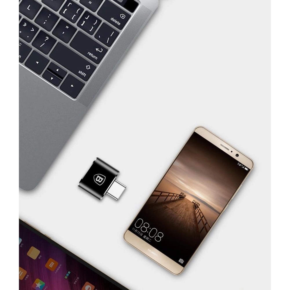 Adaptateur OTG USB-A vers USB-C Mini Baseus pour transfert de données et charge rapide - Noir