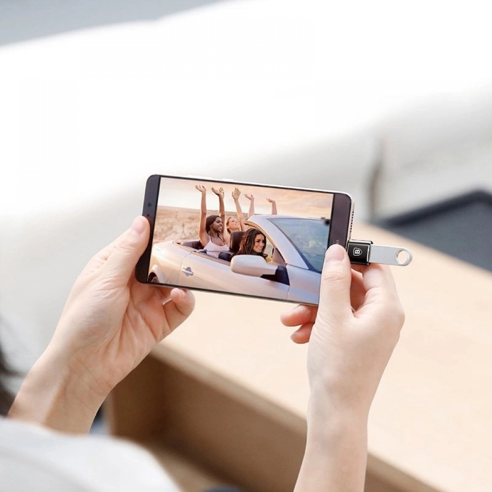 Adaptateur OTG USB-A vers USB-C Mini Baseus pour transfert de données et charge rapide - Noir