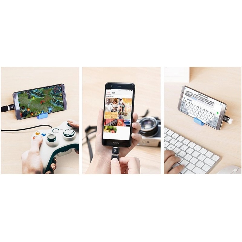 Adaptateur OTG USB-A vers USB-C Mini Baseus pour transfert de données et charge rapide - Noir