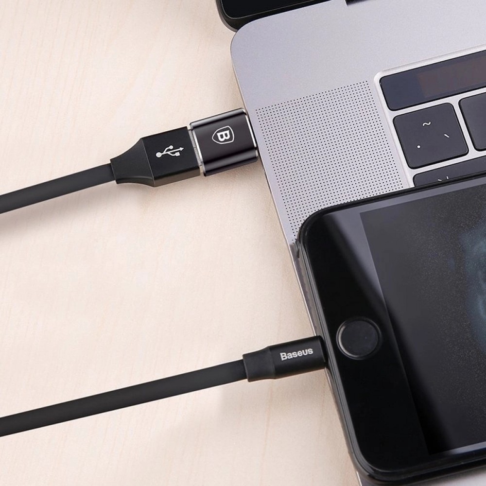 Adaptateur OTG USB-A vers USB-C Mini Baseus pour transfert de données et charge rapide - Noir