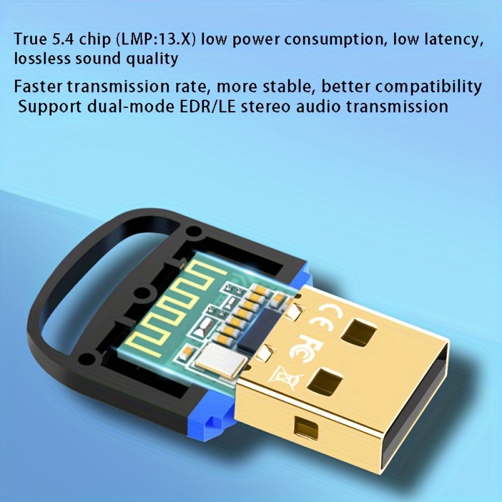 Adaptateur sans fil USB Bluetooth 5.4 pour ordinateur (casque, clavier, souris, autre) Plug and Play