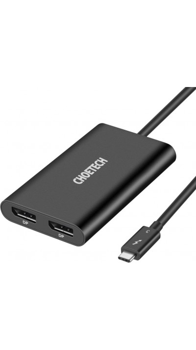 Choetech USB Type C Thunderbolt 3 Adapter 40Gbps 2x DisplayPort 4K 60Hz HUB-D03 - Schwarz