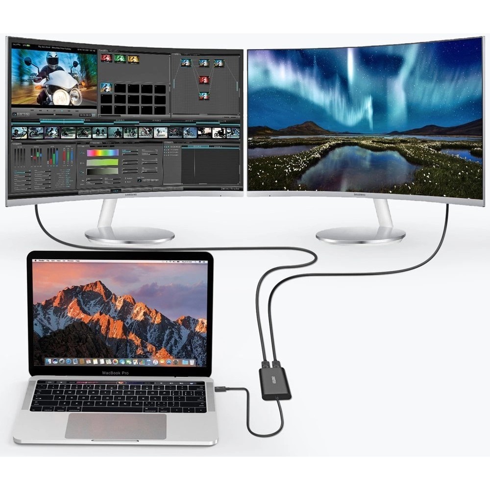 Choetech USB Type C Thunderbolt 3 Adapter 40Gbps 2x DisplayPort 4K 60Hz HUB-D03 - Schwarz