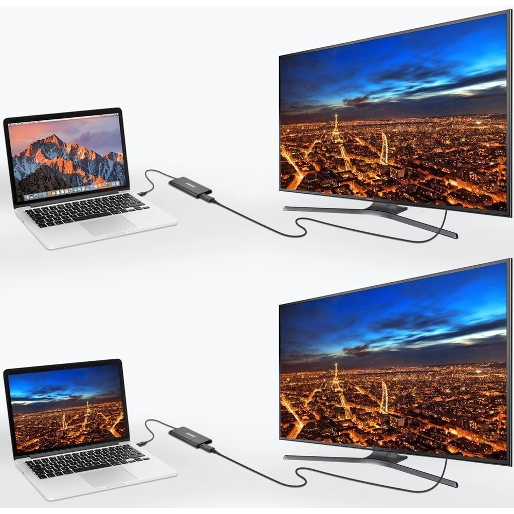 Choetech USB Type C Thunderbolt 3 Adapter 40Gbps 2x DisplayPort 4K 60Hz HUB-D03 - Schwarz