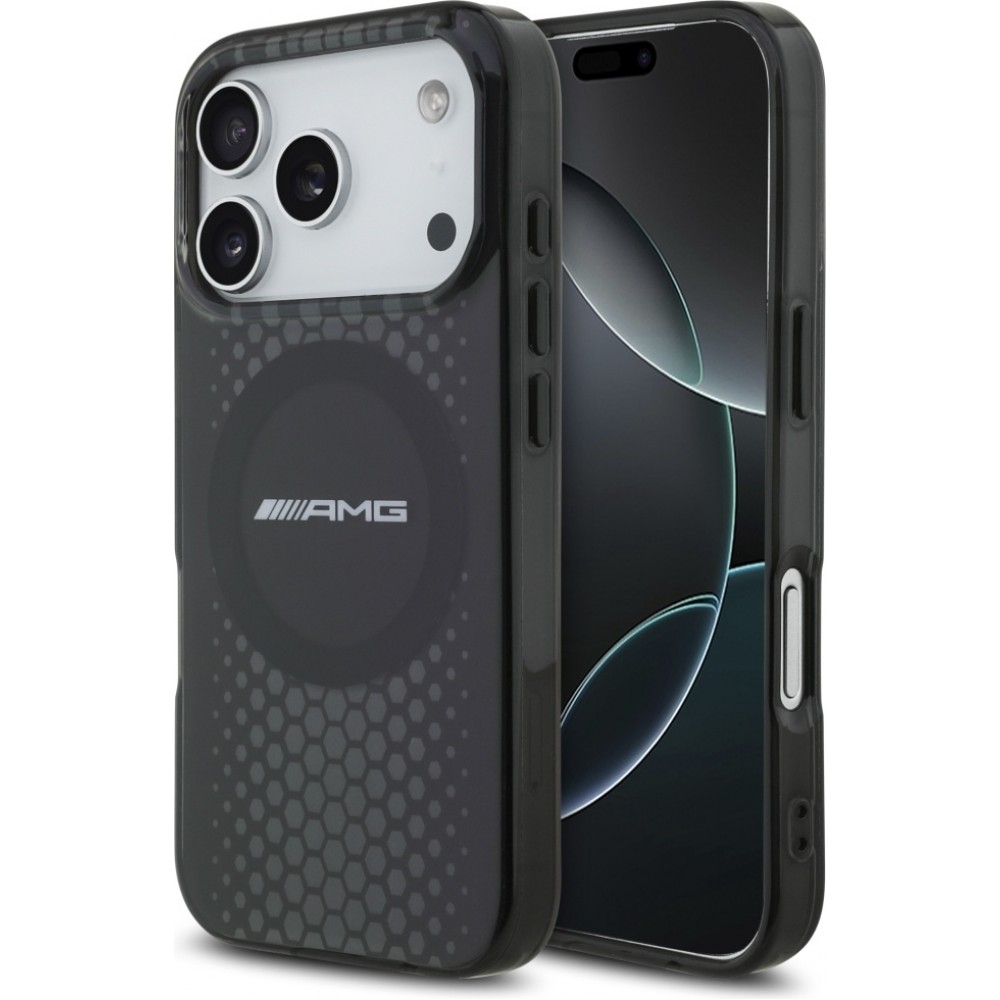 Coque iPhone 17 Pro - AMG Double Layer graphiques transparent MagSafe protection élégante - Noir