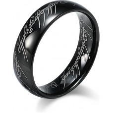 Bague Le Seigneur des Anneaux grav&eacute;e anneau de pouvoir (taille US 8) - Noir