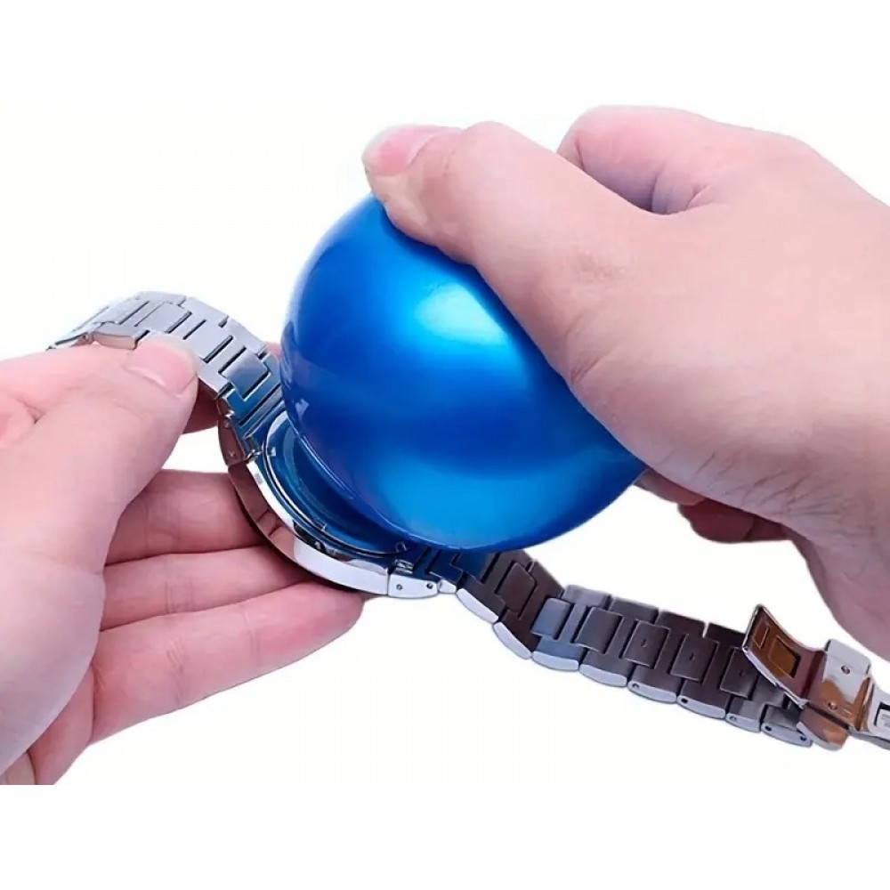 Balle ouvre-bo&icirc;tier en caoutchouc pour montres et bracelets outil horloger universel &agrave; friction sans rayure (7 cm) - Bleu