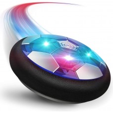 Ballon de football flottant &agrave; air avec LED jouet indoor rechargeable avec pare-chocs en mousse pour enfants - Bleu