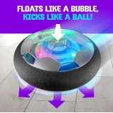 Ballon de football flottant &agrave; air avec LED jouet indoor rechargeable avec pare-chocs en mousse pour enfants - Bleu