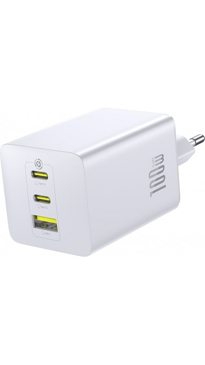 Baseus EnerFill FE11 3 en 1 chargeur mural rapide 2x USB-C / USB-A 100W - Blanc
