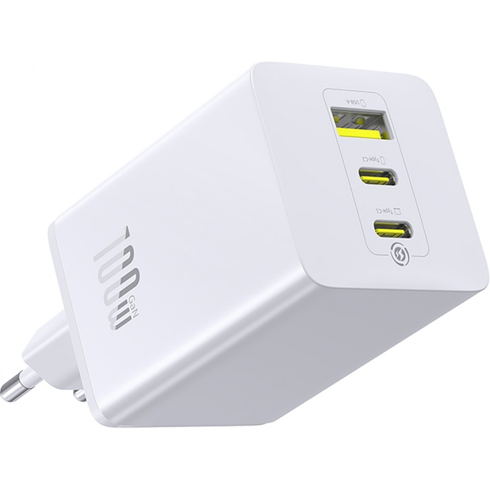 Baseus EnerFill FE11 3 en 1 chargeur mural rapide 2x USB-C / USB-A 100W - Blanc