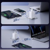 Baseus EnerFill FE11 3 en 1 chargeur mural rapide 2x USB-C / USB-A 100W - Blanc