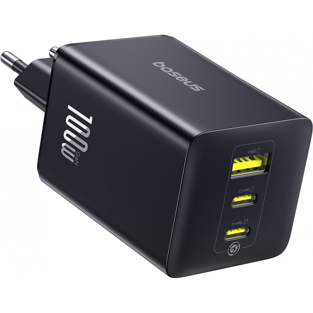 Baseus EnerFill FE11 3 en 1 chargeur mural rapide 2x USB-C / USB-A 100W - Noir