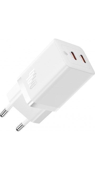Baseus GaN5 Pro chargeur mural rapide 40W 2x USB-C - Blanc