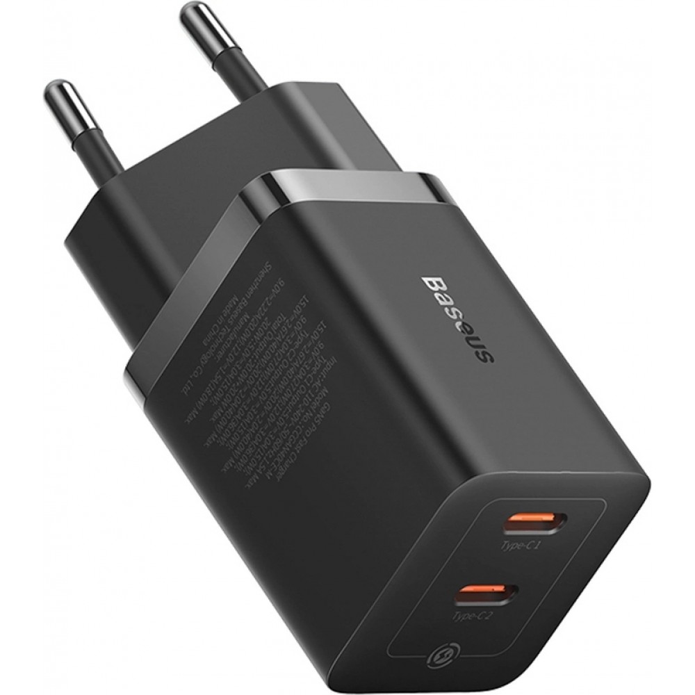 Baseus GaN5 Pro chargeur mural rapide 40W 2x USB-C - Noir