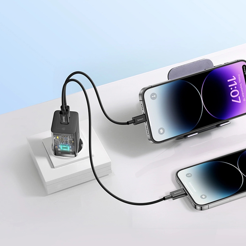 Baseus GaN5 Pro chargeur mural rapide 40W 2x USB-C - Noir