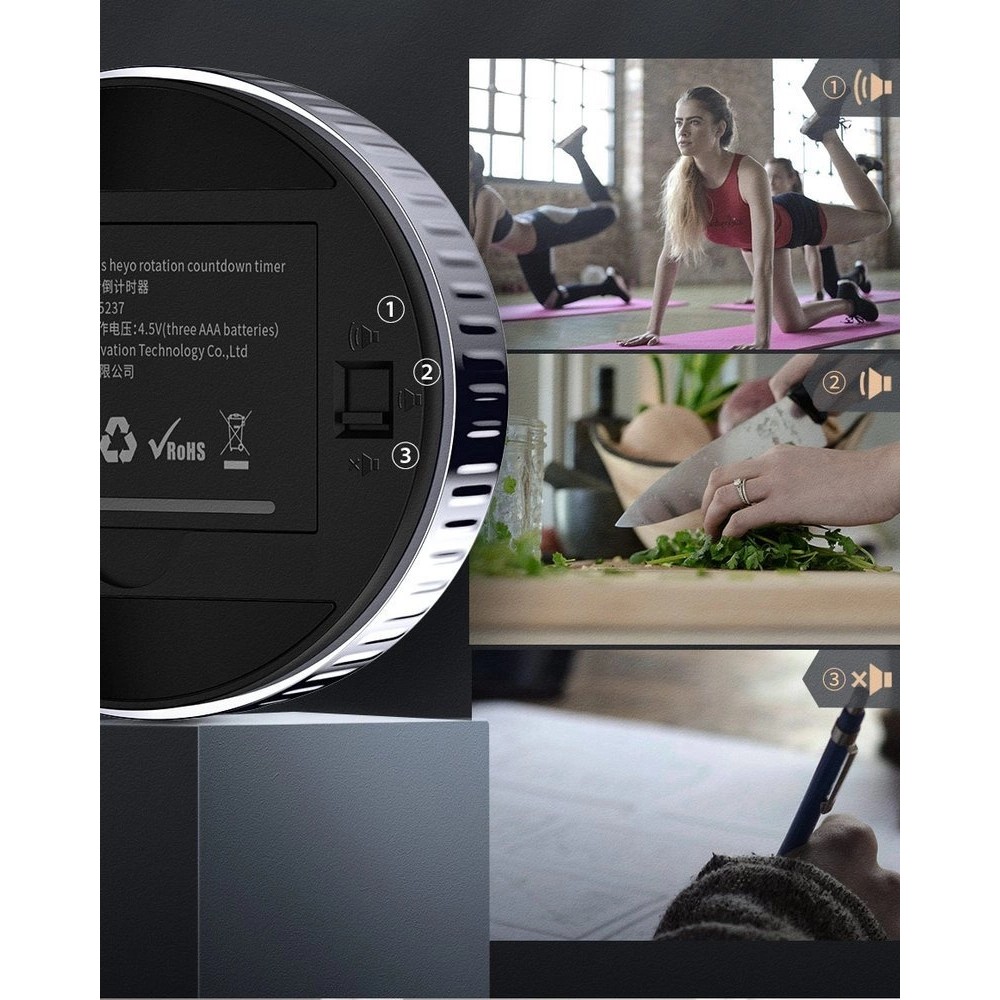 Baseus Heyo Rotation Countdown Timer - Minuteur électronique rotatif précis ACDJS-01 - Noir