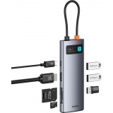 Baseus Metal Gleam Series Hub 7en1 HDMI 4K 60Hz USB-C avec 3x USB 3.0 / USB-C PD / SD / microSD - Gris