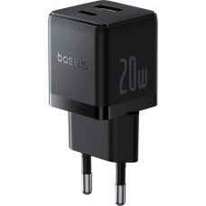 Baseus Palm 20W chargeur mural rapide USB-C / USB-A mini taille et compact - Noir