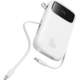 Batterie Externe Baseus QPow 2 20000mAh 30W avec Câbles USB-C Intégrés - Blanc