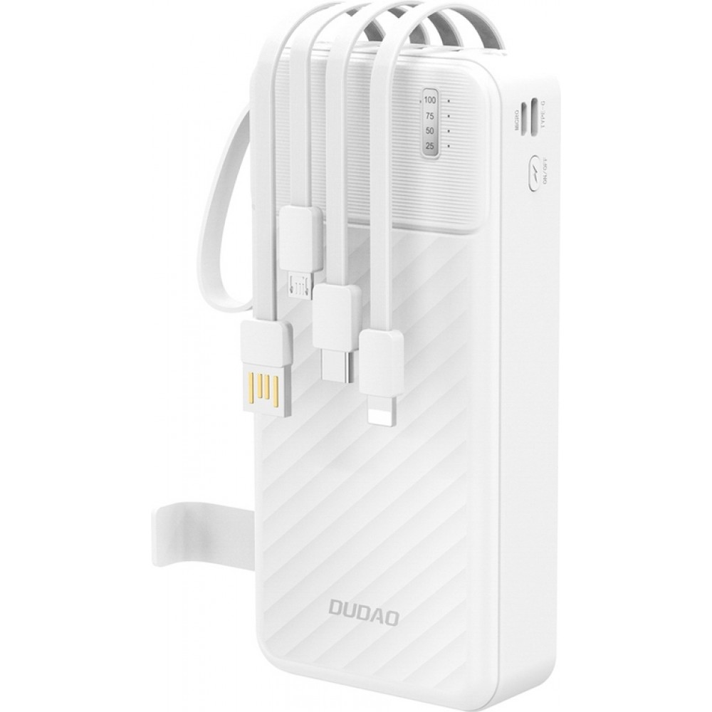 Dudao K11 Pro Powerbank 20000mAh Externe Batterie mit integrierten Kabeln - Weiss