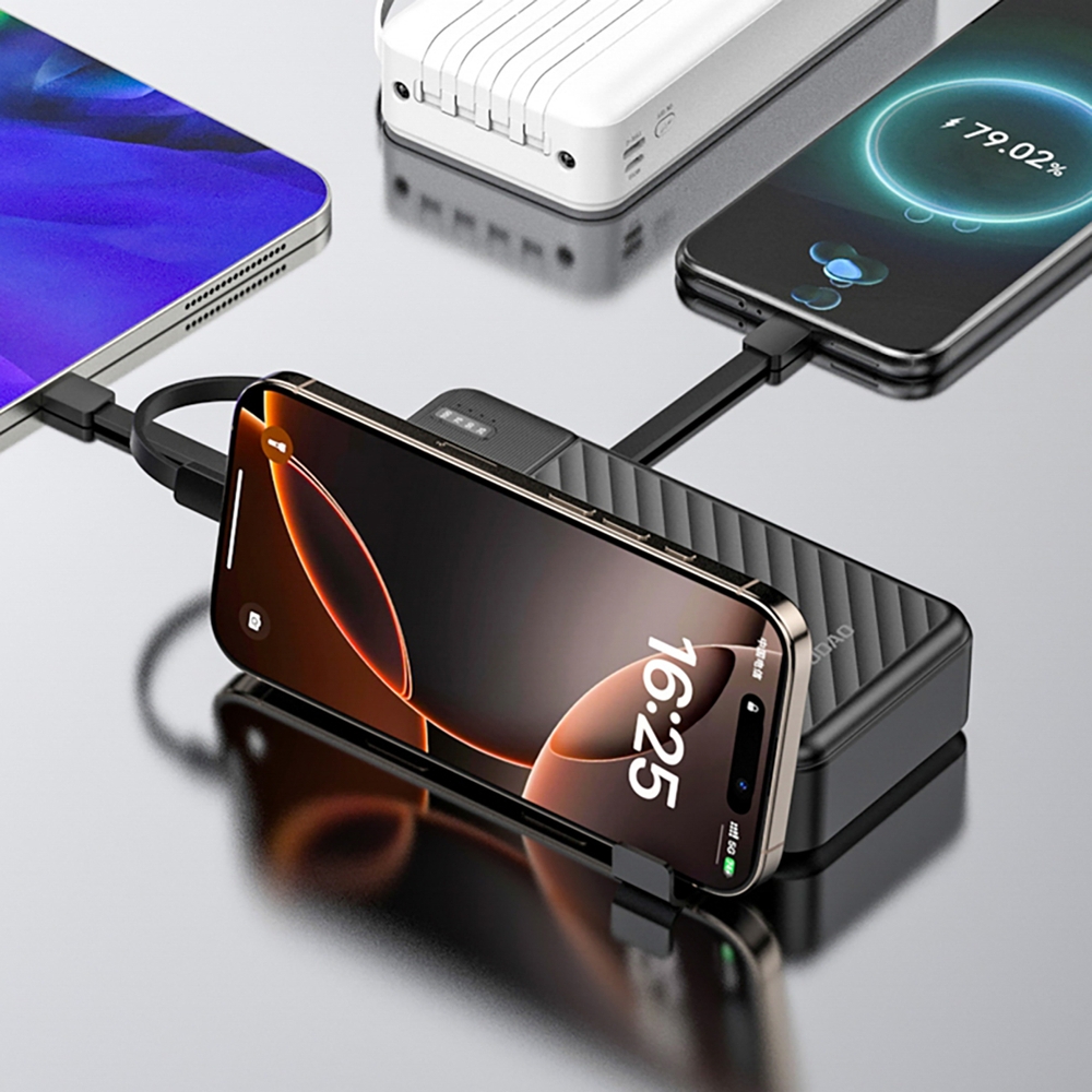 Batterie externe Dudao K11 Pro Powerbank 20000mAh avec c&acirc;bles int&eacute;gr&eacute;s - Noir